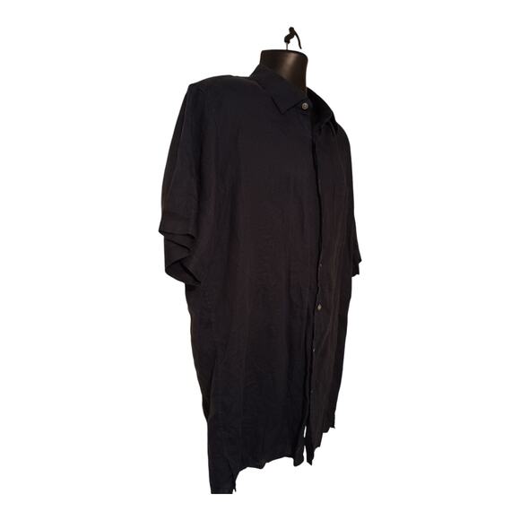 Joseph Abboud Navy 100% Linen Button Up Short Sleeve Shirt Men's Size XLT EUC - Picture 3 of 9